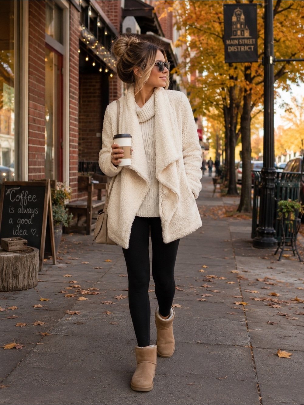 Teddy Fleece Open Front Jacket | Draped Faux Fur in Ivory | Fuzzy Cozycore Chic